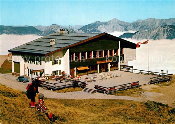 Tschagguns Vorarlberg Bergrestaurant Grueneck Blick gegen Rote Wand Nebelmeer