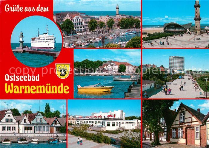 Warnemuende Ostseebad Mole Leuchtturm Faehre Hafen Alter Strom Promenade Teepott