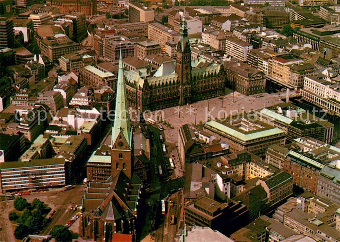 Hamburg St Petrikirche Rathaus Markt Fliegeraufnahme