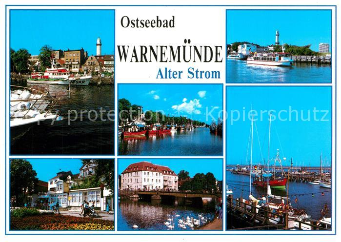 Warnemuende Ostseebad Alter Strom Hafen Promenade Fahrgastschiff Fischkutter