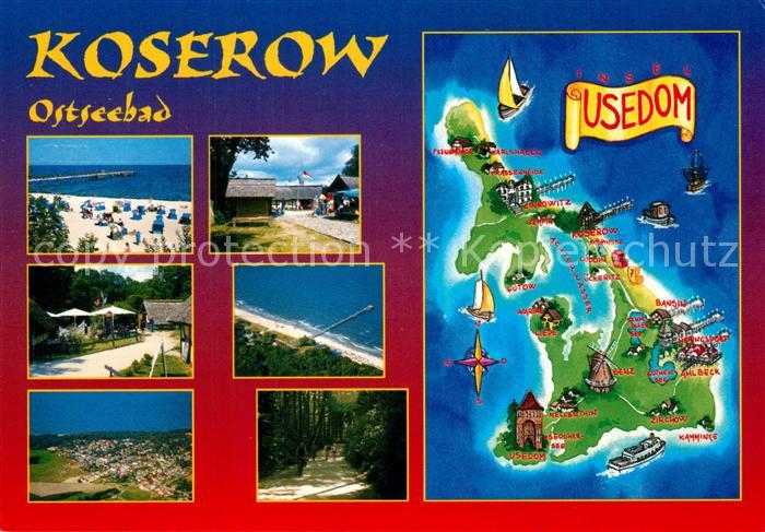 Koserow Ostseebad Usedom Strand Promenade Waldweg Landkarte aus der Vogelperspek