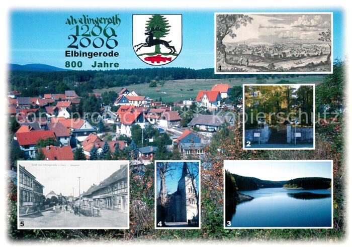 Elbingerode Harz Kupferstich um 1650 Schlosspark Zillierbachtalsperre Kirche Was