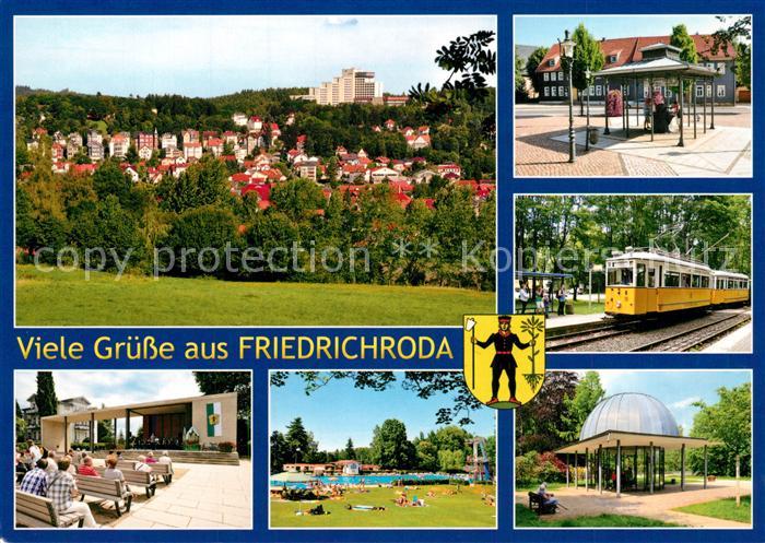 Friedrichroda Blick vom Philosophenweg Freilichtbuehne Kurpark Schwimmbad Trinkp