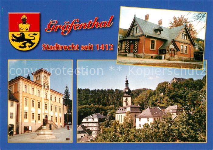 Graefenthal Stadtwappen Rathaus Marktbrunnen Museum Schule Kirche Schloss Wespen