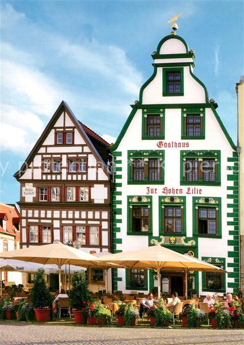 Erfurt Gasthaus Zur Hohen Lilie Gruene Apotheke Fachwerkhaus