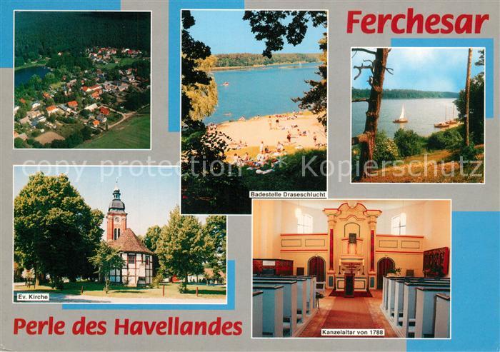 Ferchesar Fliegeraufnahme Badestelle Draseschlucht Kirche Kanzelaltar 18. Jhdt.