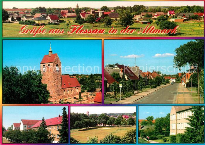 Flessau Ortsansicht Kirche Dorfstrasse Sportplatz Grundschule
