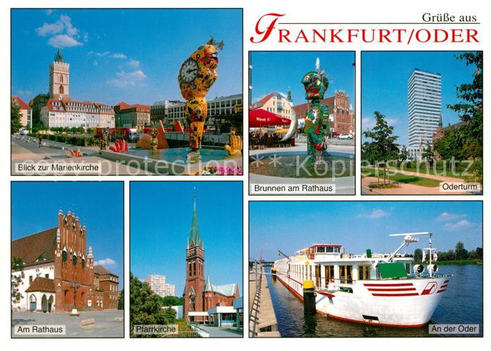 Frankfurt Oder Blick zur Marienkirche Brunnen Rathaus Oderturm Rathaus Pfarrkirc