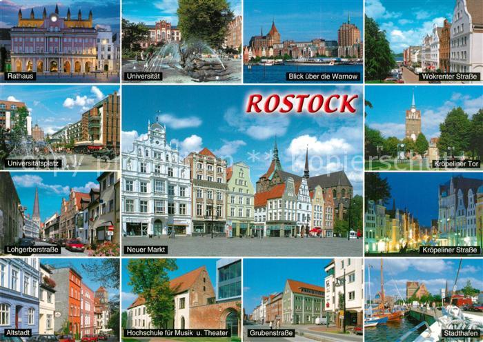 Rostock Rathaus Universitaet Warnow Strassenpartie Platz Neuer Markt Altstadt Ho