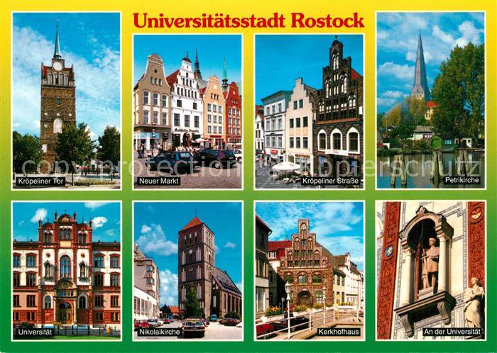 Rostock Kroepeliner Tor Markt Altstadt Kirche Universitaet Kerkhofhaus Statue