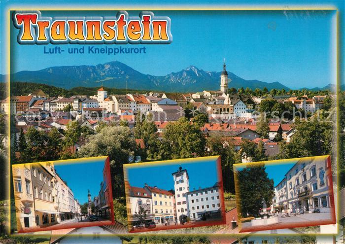 Traunstein Oberbayern Stadtpanorama Alpen Strassenmotiv Innenstadt