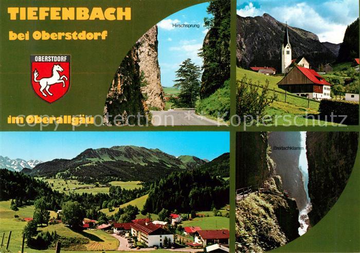 Tiefenbach Oberstdorf Landschaftspanorama Alpen Hirschsprung Felsen Kirche Breit