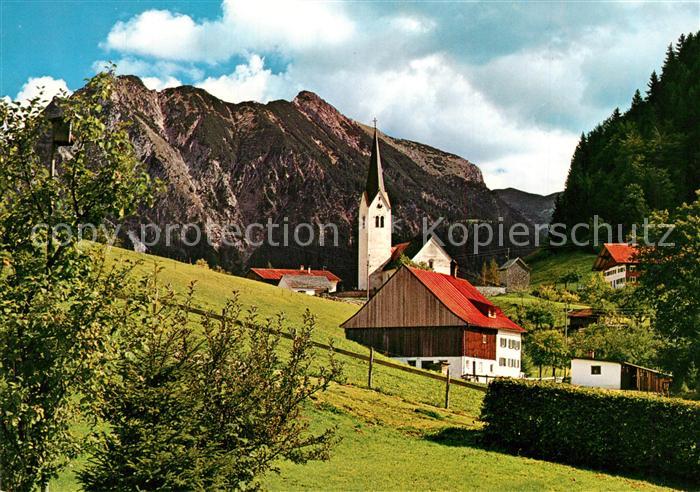 Tiefenbach Oberstdorf Ortsmotiv mit Kirche Rubihorn Nebelhorn Allgaeuer Alpen