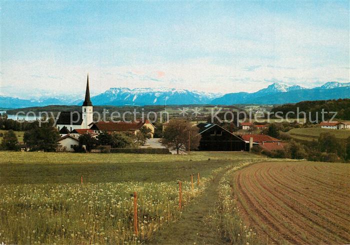 Taching See Panorama Blick zu den Alpen