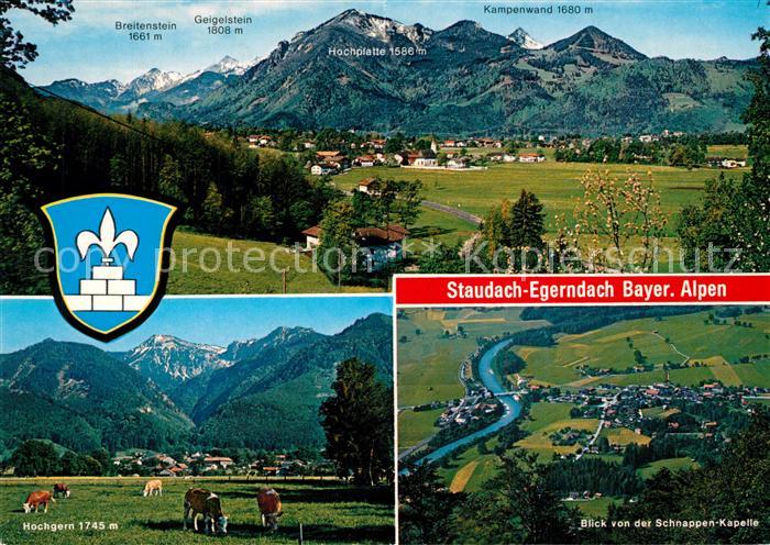 Staudach-Egerndach Landschaftspanorama Bayerische Alpen Blick von der Schnappen