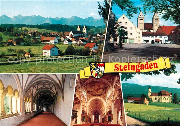 Steingaden Oberbayern Gesamtansicht mit Alpenpanorama Kirche Wallfahrtskirche Wi