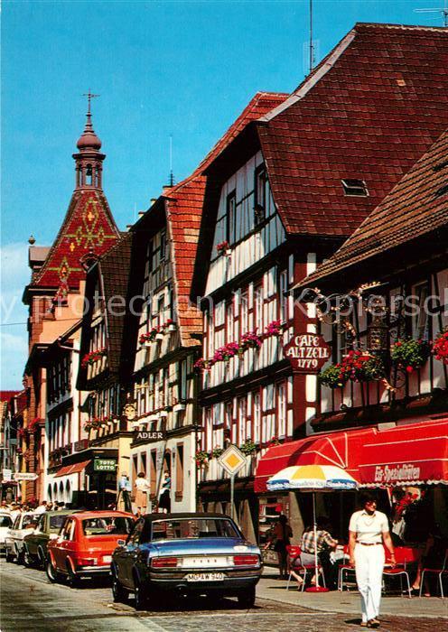 Zell Harmersbach Hauptstrasse Fachwerkhaeuser Strassencafes