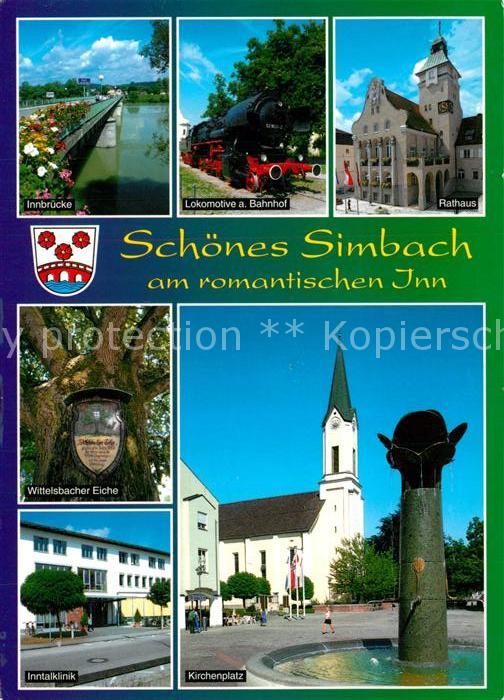 Simbach Inn Innbruecke Dampflokomotive Rathaus Wittelsbacher Eiche Inntalklinik