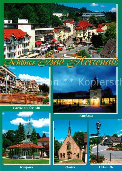 Bad Herrenalb Innenstadt Alb Bruecke Kurhaus Kurpark Pavillon Klosterruine Ortsm