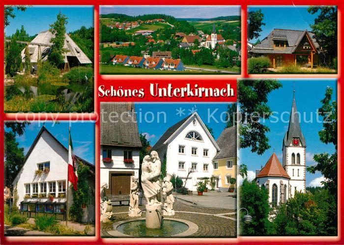 Unterkirnach Muehle Brunnen Kirche Panorama