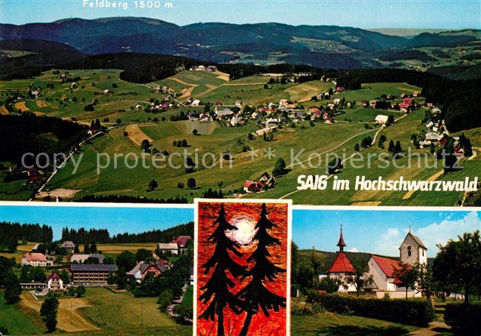 Saig Schwarzwald Panorama Blick zum Feldberg Ortsansichten Kirche
