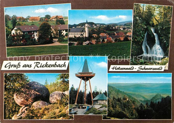 Rickenbach Hotzenwald Teilansichten Kirche Wasserfall Felsen Aussichtsturm Lands