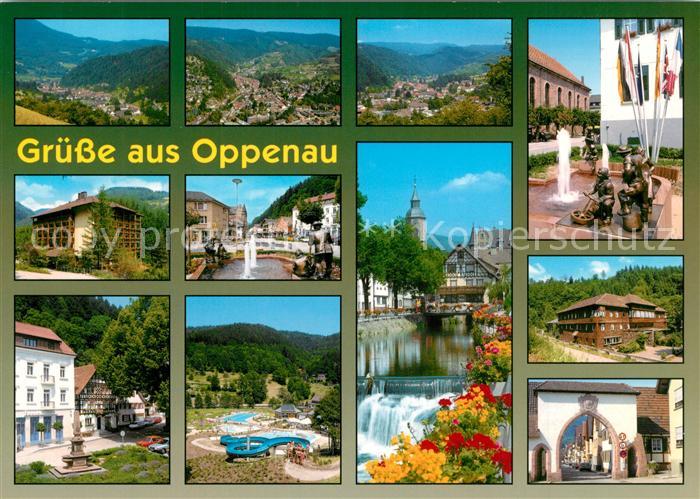 Oppenau Panorama Renchtal Ortsansichten Kurhaeuser Wasserfall Brunnen Freibad
