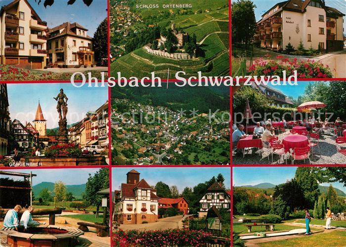 Ohlsbach Teilansichten Park Minigolf Terrassencafe Gegenbach Brunnen Hotel Schlo