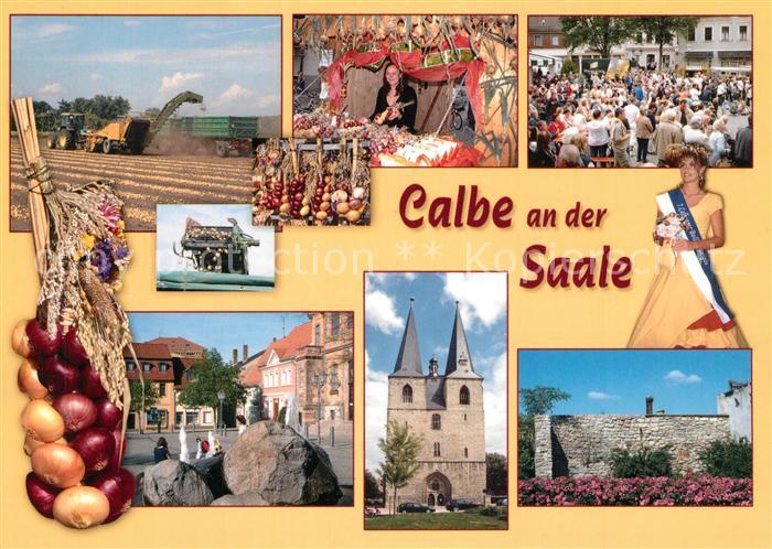 Calbe Saale Zwiebelernte Bollenfest Bollenkoenigin Markt Stephani Kirche Stadtma