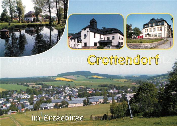 Crottendorf Erzgebirge Park Kirche Rathaus Landschaftspanorama
