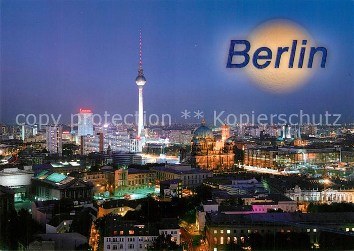 Berlin Stadtpanorama mit Fernsehturm Nachtaufnahme
