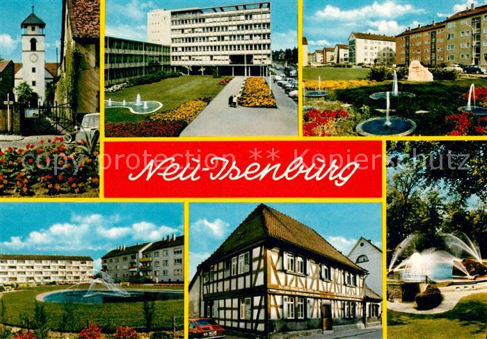 Neu-Isenburg Alstadt Kirche Hochhaus Siedlung Wohnblocks Fachwerkhaus Wasserspie