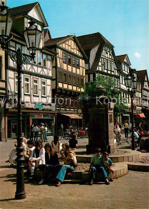 Hann. Muenden Lange Strasse Brunnen Fachwerkhaeuser Fussgaengerzone
