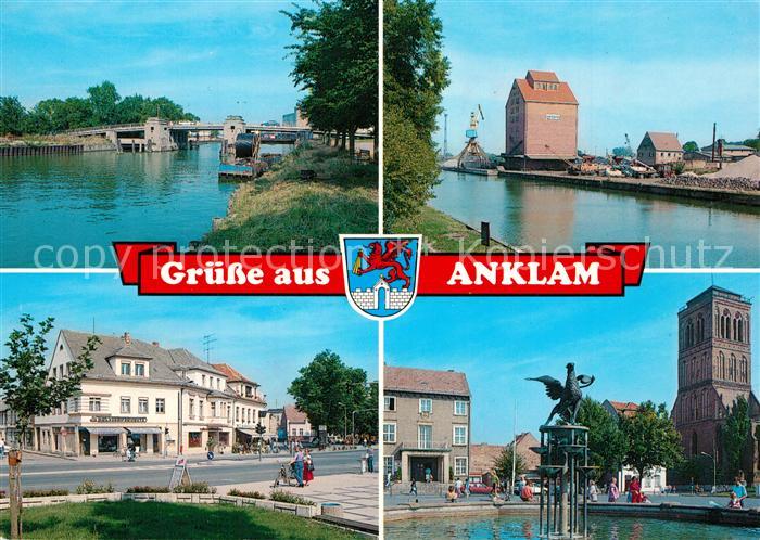 Anklam Bruecke ueber die Peene Binnenhafen Speicher Breitscheidplatz Marktplatz