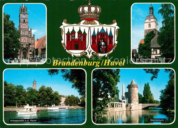 Brandenburg Havel Rathaus Havel Anlegestelle Dampfer Steintorturm Kirche Wappen