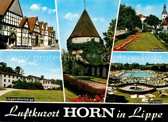 Horn Lippe Nordstrasse Fachwerkhaeuser Jugendherberge Turm Bleiche Freibad