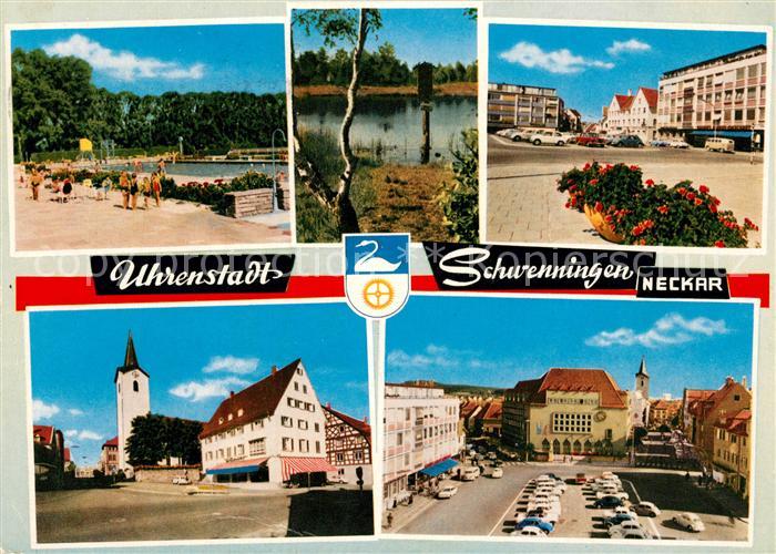 Schwenningen Neckar Teilansichten Uhrenstadt Marktplatz Kirche Rathaus Freibad P