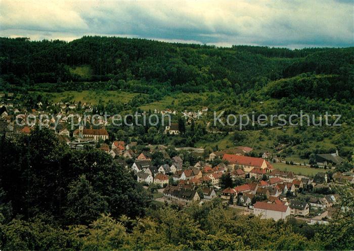 Murrhardt Blick vom Hoffeld mit Stadtkirche Walterichskirche und St Maria