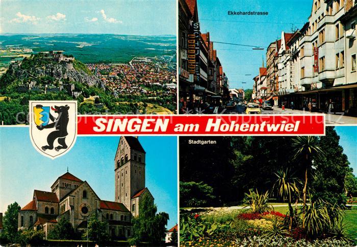 Singen Hohentwiel Fliegeraufnahme Ekkehardstrasse Schloss Kirche Stadtgarten