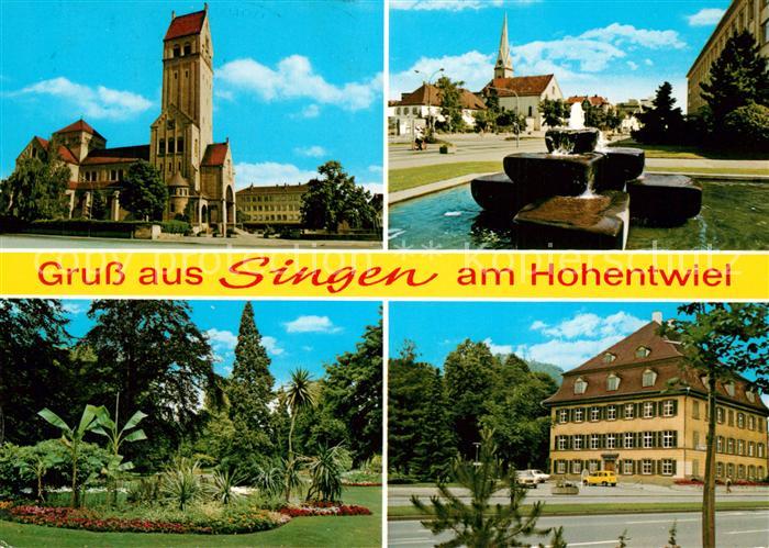 Singen Hohentwiel Kirche Brunnen Park Schloss
