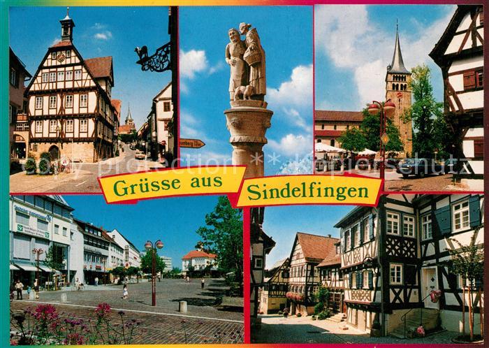 Sindelfingen Fachwerkhaeuser Saeule Kirche Marktplatz
