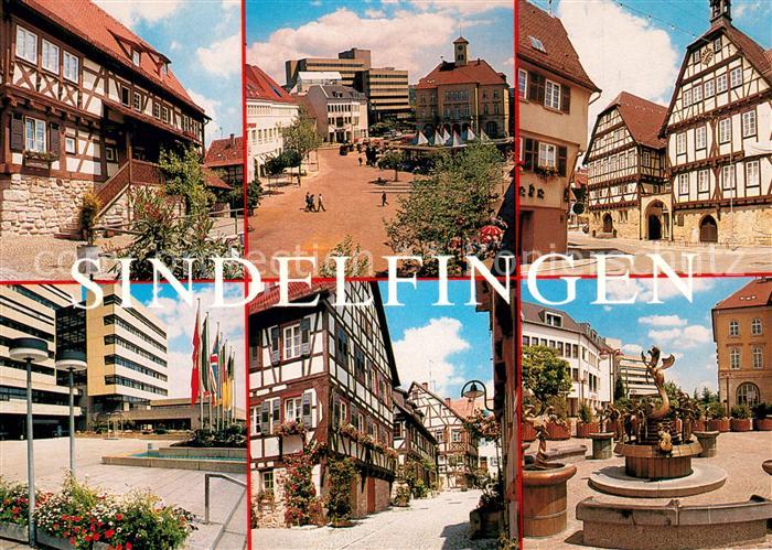 Sindelfingen Fachwerkhaeuser Altes Rathaus Marktplatz Brunnen