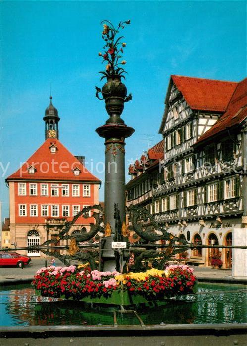 Schorndorf Wuerttemberg Marktbrunnen mit Rathaus
