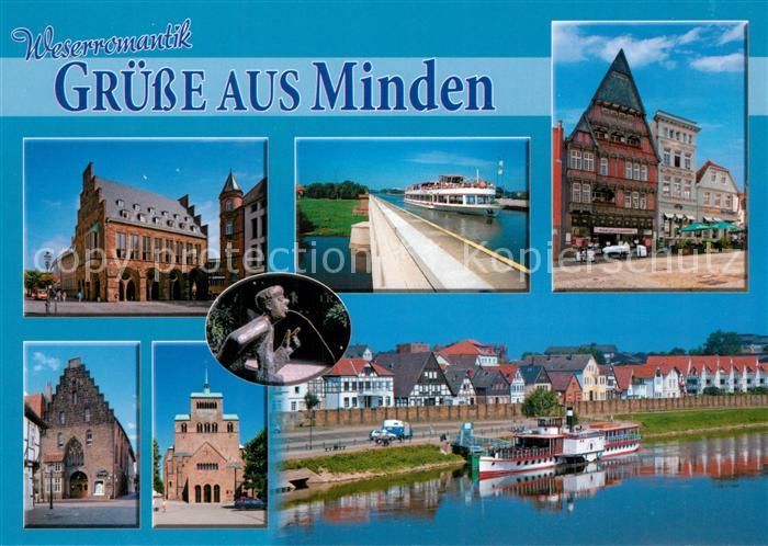 Minden Westfalen Rathaus Bruecke Marktplatz Weserpartie Schloss