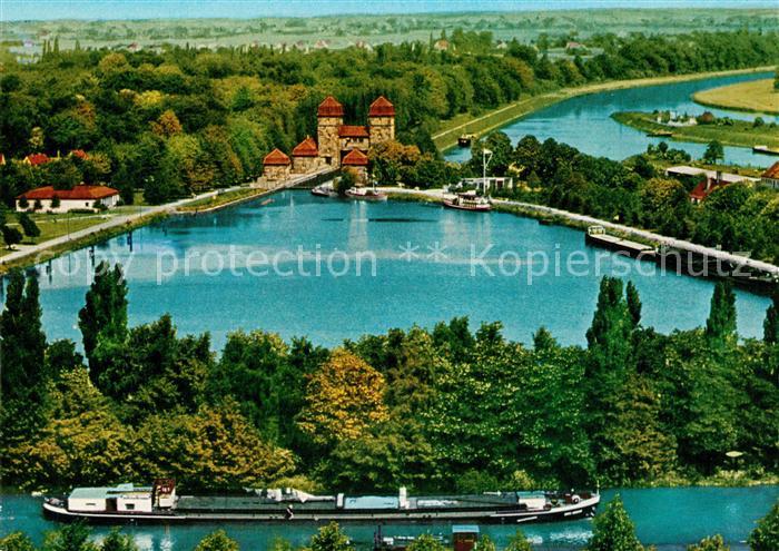 Minden Westfalen Schachtschleuse zwischen Mittellandkanal und Weser Fliegeraufna