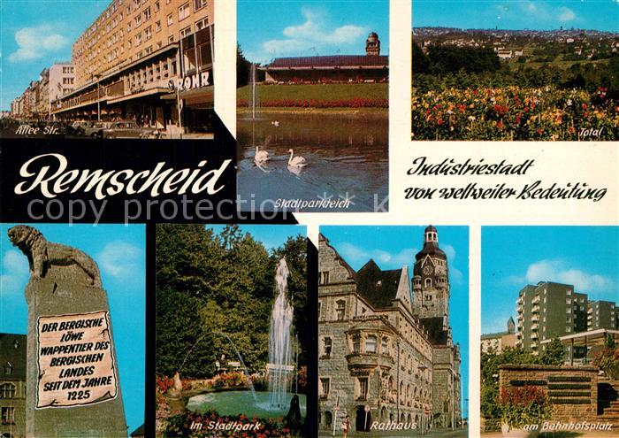 Remscheid Alleestr Stadtparkteich Panorama Bergischer Loewe Stadtpark Rathaus Ba