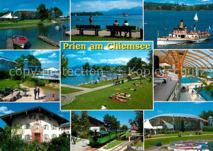 Prien Chiemsee Teilansichten Fahrgastschiff Schwimmbad Hallenbad Bahnhof