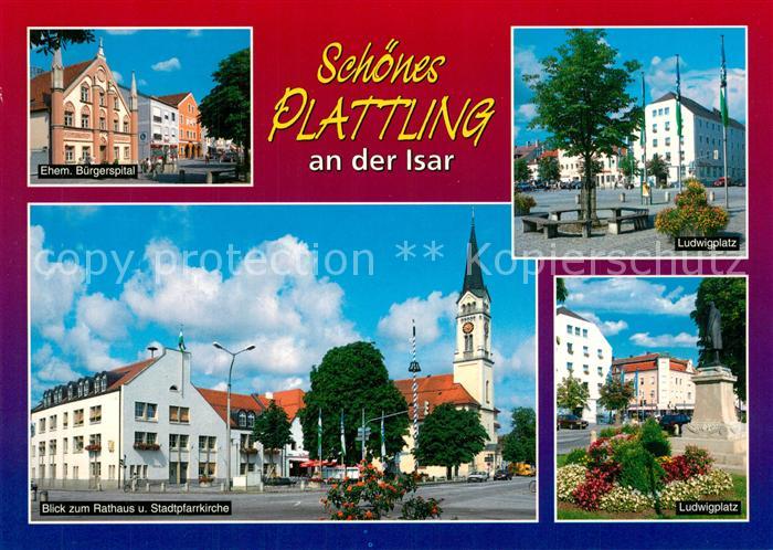 Plattling Isar Bayern Buergerspital Ludwigplatz Rathaus Stadtpfarrkirche Denkmal