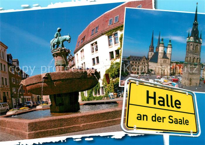 Halle Saale Brunnen Kirche Marktplatz