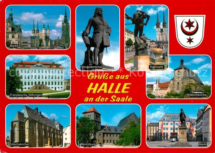 Halle Saale Markt Haendeldenkmal Hallmarkt Franckesche Stiftungen Moritzkirche U